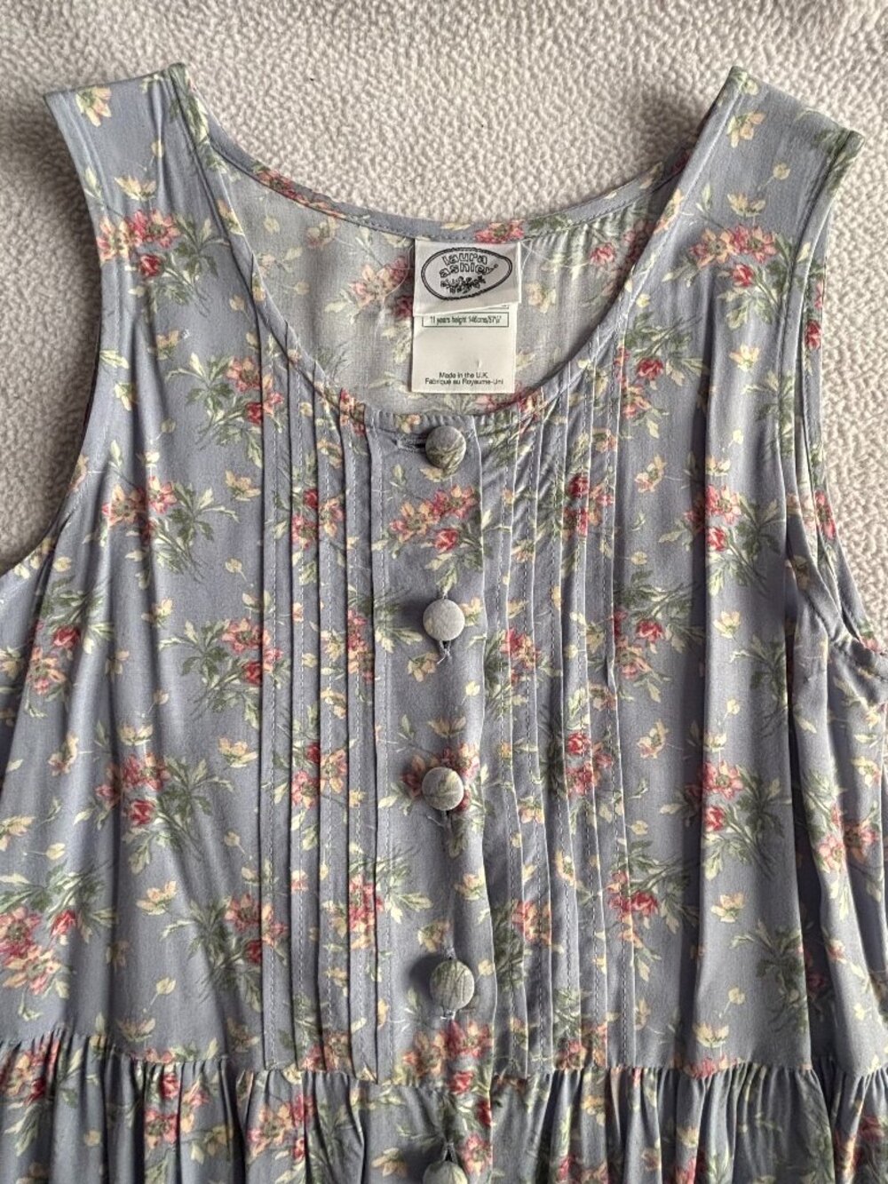 1990s Lavender Floral Print Jumpsuit Girl's 11 or Women's XS